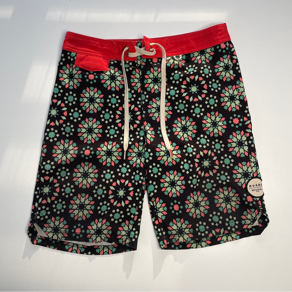 ROARK Board Shorts 9" Mens 28 Swim Geometric Groovy All Over Print Graphic
